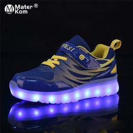 Size 25-37 Kids LED Sneaker Boys Shoes USB Charging Children Shoes with Light up Luminous Girls Glowing Sneakers School Shoes LJ201202