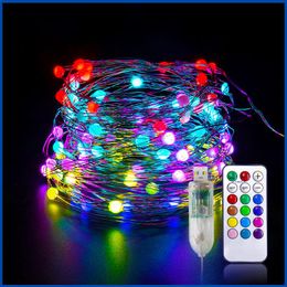 led string remote UK - Strings Remote Controll Full Colors RGB Addressable LED String Light Fairy Christmas Lights Tree Wedding DecorationLED