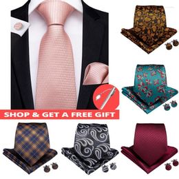 Bow Ties DiBanGu Designer Men Gifts Tie Clip 150cm Long 100% Silk Necktie Hanky Cufflinks Wedding Business Party Set Fier22