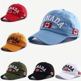 CANADA Flag Ball Caps Red Black Blue Yellow Unisex Adjustable Adult Fitted Baseball Embroidery Summer Sun Visor Cap Sports Baseball Hats For Men And Women