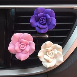 Camellia Flower Decor Flavoring In Car Air Freshener Auto Perfume Vent Clip Smell Car Aroma Diffuser Car Accessory For Girls CX220406