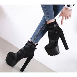 AA&& fashion women Super thick heel 16cm high heel boots size 3440 Y200915