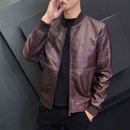 popular jackets for men Australia - Brand Clothing Men Brown Jacket Autumn And Winter Leather Jackets New Popular Korean Fashion Clothing Plus Size Fur Coat S4XL J220722