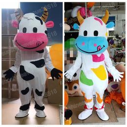 Halloween dairy cow Mascot Costume Cartoon Theme Character Carnival Festival Fancy dress Christmas Outdoor Theme Party Adults Outfit Suit