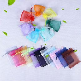 100Pcslot Organza Tulle Drawstring Bag Packaging Display & Jewellery Pouches Wedding Gift 220704