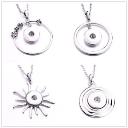 Simple Styles Snap Button necklace 18MM Ginger Snaps Buttons Sun Charms Necklaces for women jewelry