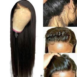 Brasiliano 100% vere parrucche per capelli umani 13x4 remy dritta dritta frontale parrucche per capelli umani per donne nere parrucca anteriore in pizzo 150% 208L