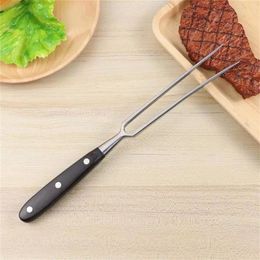 Portable Outdoor Barbecue Tool Wooden Handle Fork Food Meat 220510