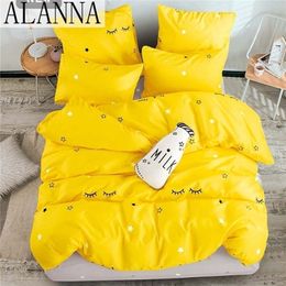 Alanna T ALL Printed Solid bedding sets Home Bedding Set 4 7pcs High Quality Lovely Pattern with Star tree flower T200706