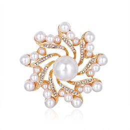 ladies pin brooches Canada - Pins Brooches Fashion Pearl Brooch Alloy Diamond Gold Ladies Wear BroochPins