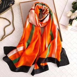 Berets Silk Scarves For Women 90*180cm Horse Pattern 4 Colours Spring Summer Beach Shawls Scarf