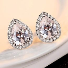 vintage earrings Canada - Stud Cute Female Crystal Zircon Earrings Small Silver Color Double For Women Vintage Party Wedding JewelryStudStud