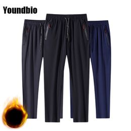 Men Plus Fleece Pants Warm Windproof Waterproof Trousers Casual Fashion Slim Streetwear M-5XL 220325