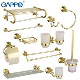 GAPPO Bathroom hardware sets golden Paper Holder towel bar roll holder toilet brush holder soap basket Luxury bath accessories T200425