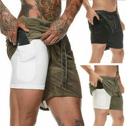 Men's Shorts Summer Sports Workout Bottoms Clothing Men 2 In 1 Running Jogging Gym Fitness Training Quick Dry Beach Short Pants MaleMen's