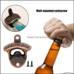 Sublimation Creative Wall Corkscrew Antique Beer Bottle Opener Zinc Alloy Walls Corkscrews Wall-Mounted Kitchen Gadgets Drop Delivery 2021 O