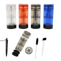 Multifunction Colourful Plastic Smoking Portable 6 Tube Filling Cone Cigarette Holder Dry Herb Tobacco Jars Grind Grinder Crusher Grinding Chopped Storage Box Case