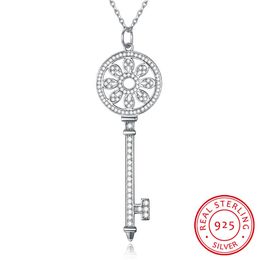 ZEMIOR Chokers Necklaces For Women 925 Sterling Silver Trendy Full Cubic Zirconia Key Necklace Fine Jewellery Anniversary Gift