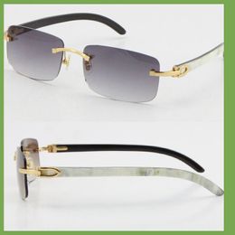 Wholesale Selling Style 8200757 Sunglasses Original Genuine Natural Black and White Vertical Stripes Buffalo Horn Rimless 8200758 Male 21