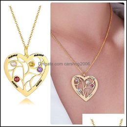 Pendant Necklaces Pendants Jewelry Family Tree Of Life Birthstone Heart For Women Cz Love Anniversary Birthday Gifts Girls Wife Mom Drop D