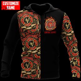 PLstar Cosmos 3DPrinted est Firefighter Custom Name Unique Hrajuku Streetwear Unisex Casual Funny Hoodies Zip Sweatshirt Q 11 220714