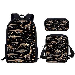 HBP Dinosaur Design Backpack Three Piece Set Messenger Bag Children's Pencil Bag Student Schoolbag Backpack Shoulder Bag 220804