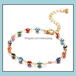 Anklets Jewellery Bohemian Colorf Evil Eye Beads For Women Gold Sier Colour Summer Ocean Beach Ankle Bracelet Foot Leg Chain Drop Delivery 2021