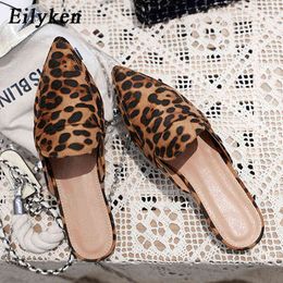 Sandals 2023 New Women's Shoes Square Heel Summer Slipper Sexy Leopard Print Slippers Ladies Outdoor Leisure Mules 220232