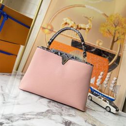 5A Top Designer Ladies Big Name Handbag Luxury Bag Python Colorblock Handbag One Shoulder Portable Classic Fashion Leather Capucines Gift Box Crossbody Snake