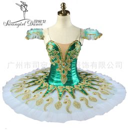 Green Don Quixote Fairy Women Professional Ballet Tutus Girls Raymonda Nutracker Pancake Tutu Costumes Green BT9134H