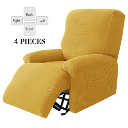 4 pieces Jacquard Recliner Cover Living Room Sofa Slipcover Stretch Couch Armchair for Chairs 1 Seat Lazy boy 220615