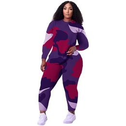Women's Plus Size Tracksuits Two Piece Set Women Sweatsuits Camouflage Tracksuit Long Sleeve Shirts Sweatpants Sport Suit Wholesale Drop