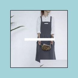 Textiles Home & Gardenpleated Skirt Design Apron Simple Washed Cotton Uniform Aprons For Woman Ladys Kitchen Cooking Gardening Coffee