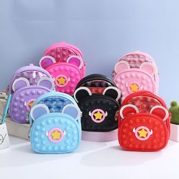 Pop Purse Shoulder Bag Fidget Toys Stickers Pentagram Backpack Womens School Students Decompression Bubble School Bags