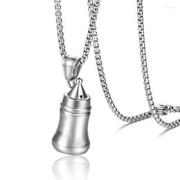 Stainless Steel Cremation Urn Feeding Bottle Pendant Necklace Ash Jewellery Gift For Him With Filling Kit Chains
