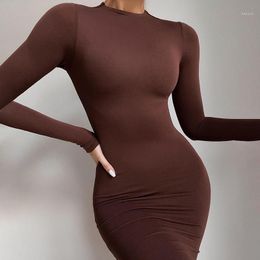 Autumn Bodycon Dress 2022 Rayon Long Sleeve Sexy Hip Bandage Womens Elegant Fashion Slim Party Club Outfits Clothes Casual Dresses