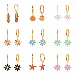 Hoop & Huggie Pendientes Brincos Colourful Enamel Orange Starfish Earring For Women Dripping Oil Star Charms Earrings Wedding JewelryHoop Kir