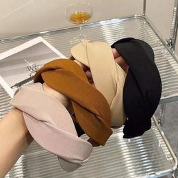 New Fashion Women Headband Wide Side Braided Hairband Solid Color Turban Solid Color Headwear Adult Hair Accessories