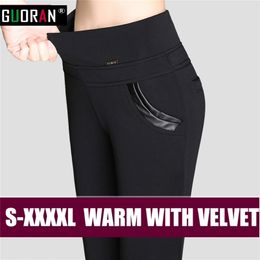 Hot New women office work pants stretch cotton ladies pencil pants female black blue Red gray female High Waist trousers 210412