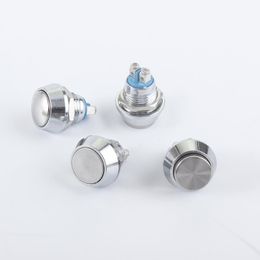 Switch 1pc 12mm 16mm 19mm 22mm Metal Push Button 1NO Screw Horn Botton Switches Domed Momentary Reset Flat Round High HeadSwitch