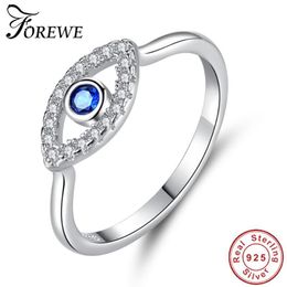 hamsa rings UK - Cluster Rings Forewe 925 Sterling Silver Fatima Hamsa Lucky Eye Finger For Women Fashion Jewelry Gift264O