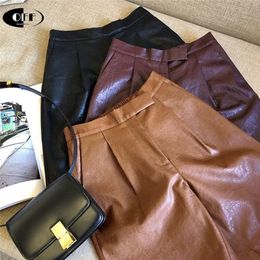 Woman shorts high waist casual PU leather hip hop chic short for women feminino Taille Haute Femme women clothing 210301