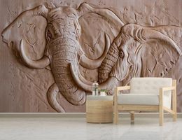 Custom 3D wallpaper mural living room bedroom Relief Elephant Background Wall Murals wall decorations