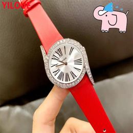 Womens Mission Runway 34mm Watch Top Business Chronograph Clock Waterproof Quartz Imported Movement White Red Genuine Leather Strap Diamonds Wristwatch