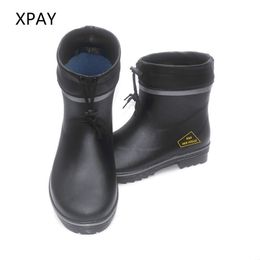 Black Rubber Short Rainboots Man Fishing Boots Waterproof Gumboots Comfortable Rubbers Shoes Fashion Galoshes