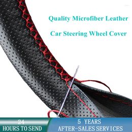 Steering Wheel Covers Car Braid Cover 38cm 15inch Fibre Leather Needles And Thread Soft Anti-Slip Auto Interior Accessories KitsSteering
