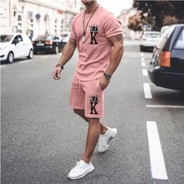 Summer Men Trailtsuit Set Moda Giyim İnsan Büyük Boyutlu Günlük Kısa Kollu Baskı Tshirtshorts Street Giyim 220704
