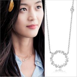 Pendant Necklaces Exquisite Silver Plated Jewellery Christmas Circle Blue Sea Legend Female Personality N236