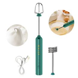 Electric Whisk Egg Beater Handheld Electric Milk Frother USB Rechargeable Coffee Blender 3 Speeds Milk Shaker Food Mixer Foamer