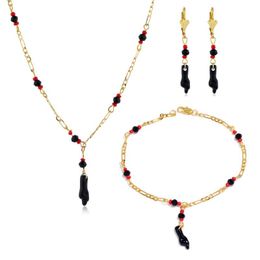 Charm Braceletts Pulsera Mano de Azabache Bebe/18K Gold gefülltes Glückshandbaby Armband und Halskette Set für Frauen Girls Giftscharme